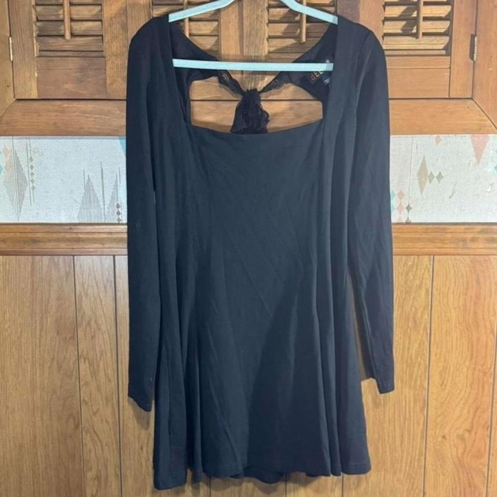 NWT Dolls Kill Black low exposed back long sleeve dress Size XL